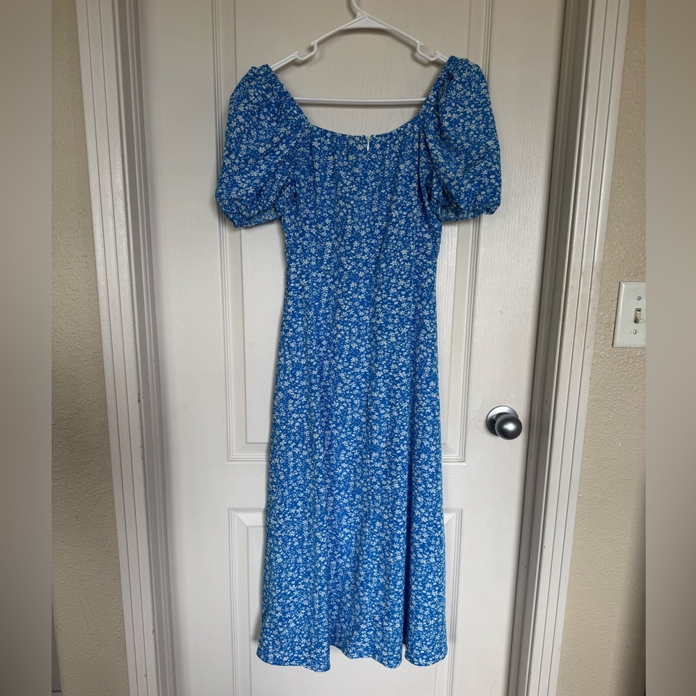 SHEIN Blue and White Floral Midi Dress Sz Small - Picture 6 of 6